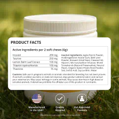 Nutritional label showing PetMade® Calm Chews formula